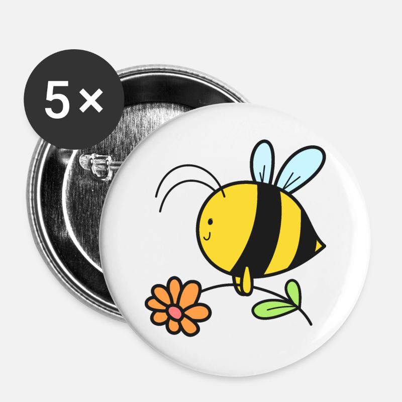 Bee Bees - Buttons large 2.2''/56 mm (5-pack) - white
