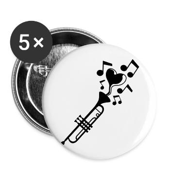 Notes de musique Heart Trumpet - Lot de 5 grands badges (56 mm) - blanc - Devant