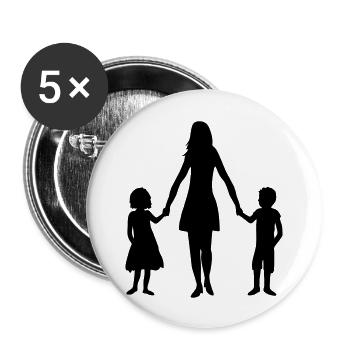 2 Enfants Maman - Lot de 5 grands badges (56 mm) - blanc - Devant