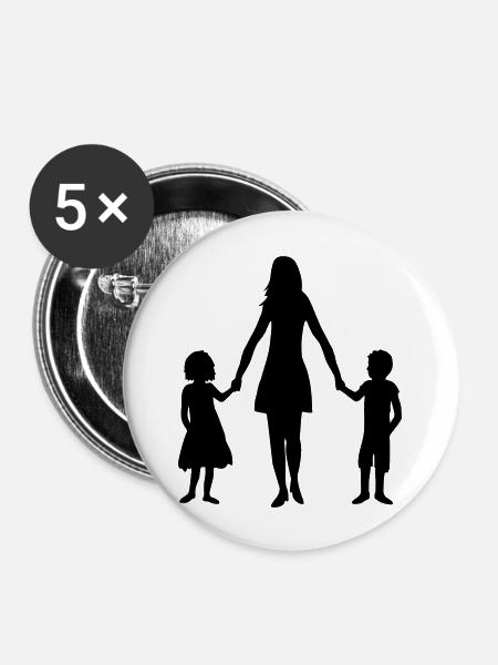 2 Kinder Mama - Buttons groß 56 mm (5er Pack) - Weiß