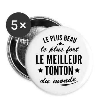 meilleur tonton au monde - Lot de 5 grands badges (56 mm) - blanc - Devant