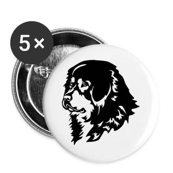 Tête de chien tibétain - Lot de 5 grands badges (56 mm) - blanc - Devant
