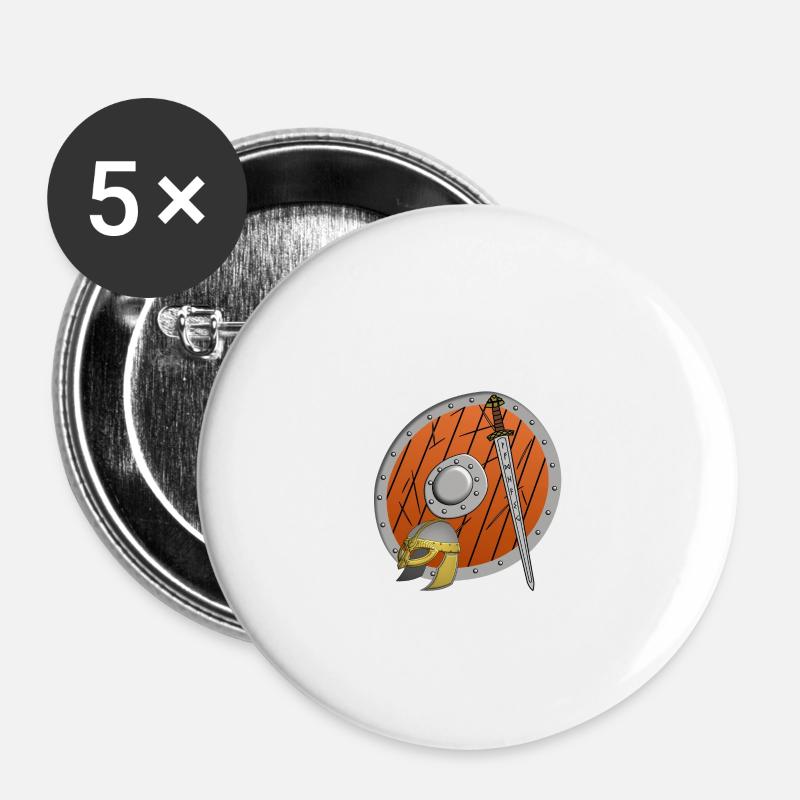 Wikinger Valhalla Calling - Buttons groß 56 mm (5er Pack) - Weiß