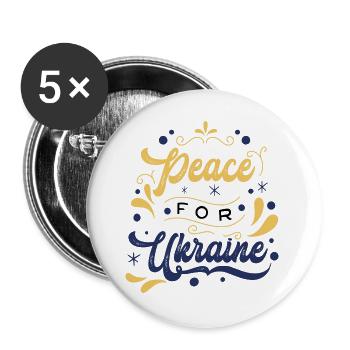 Friedensbotschaft Ukraine Illustration - Buttons groß 56 mm (5er Pack) - Weiß - Vorne