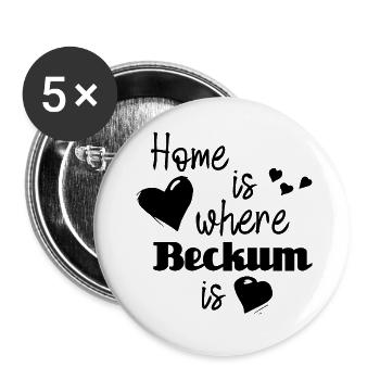 Zuhause in Beckum - Home is where Beckum is - Buttons groß 56 mm (5er Pack) - Weiß - Vorne