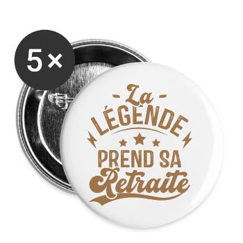 La Légende Prend Sa Retraite - Lot de 5 grands badges (56 mm) - blanc - Devant