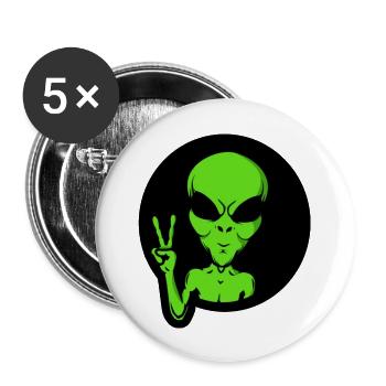 Ufo Alien - Buttons groß 56 mm (5er Pack) - Weiß - Vorne