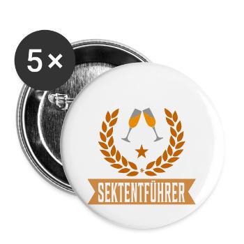 Sektentführer Fun Spruch Sekt Party Sprüche Humor - Buttons groß 56 mm (5er Pack) - Weiß - Vorne