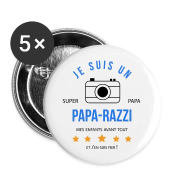 Papa razzi - Lot de 5 grands badges (56 mm) - blanc - Devant
