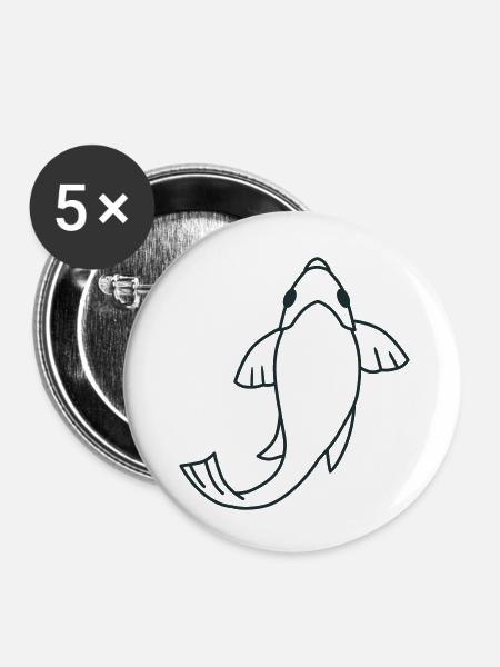 Einzelne Koi-Schwimmfische - Buttons groß 56 mm (5er Pack) - Weiß