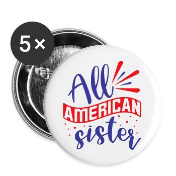 All american sister - Buttons large 2.2''/56 mm (5-pack) - white - Front