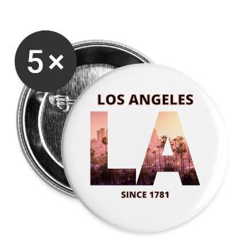Los Angeles T-Shirt mit Bild von L.A. SINCE 1781 - Buttons groß 56 mm (5er Pack) - Weiß - Vorne