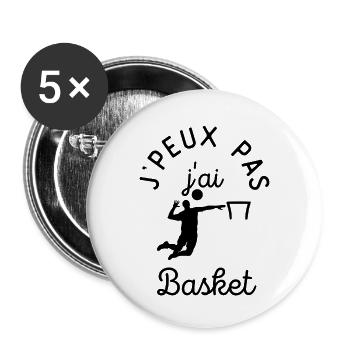 j peux pas j ai basket - Lot de 5 grands badges (56 mm) - blanc - Devant