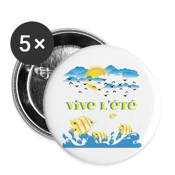 Vive l été - Lot de 5 grands badges (56 mm) - blanc - Devant