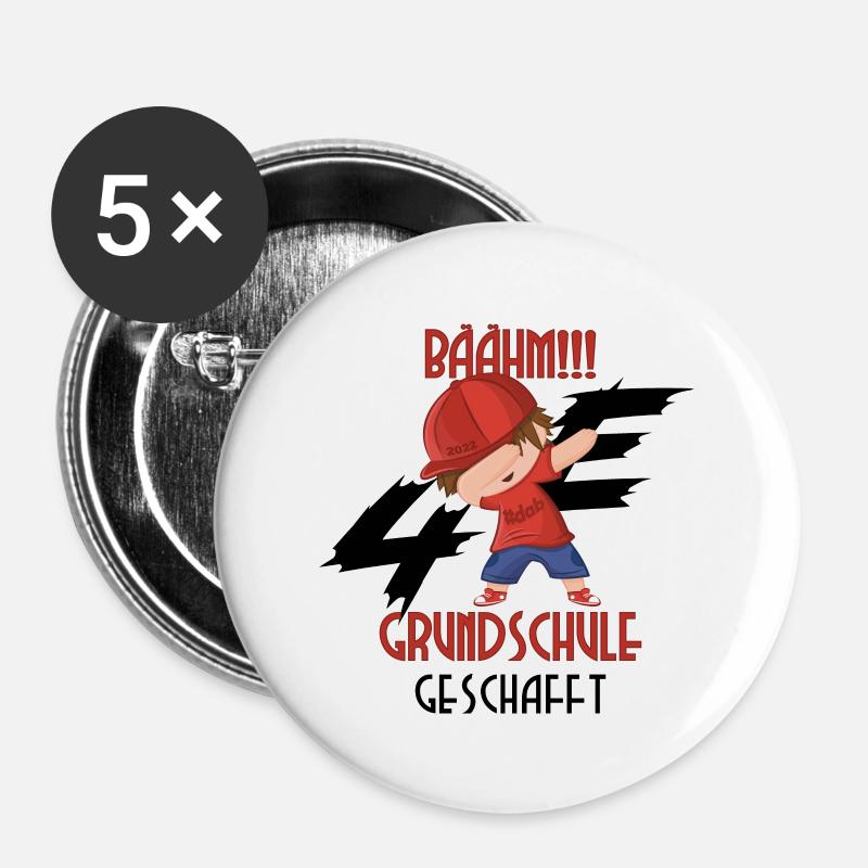 Dab Boy Grundschule - Buttons groß 56 mm (5er Pack) - Weiß