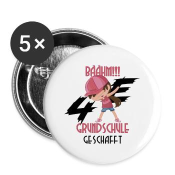 Dab Girl Grundschule - Buttons groß 56 mm (5er Pack) - Weiß - Vorne