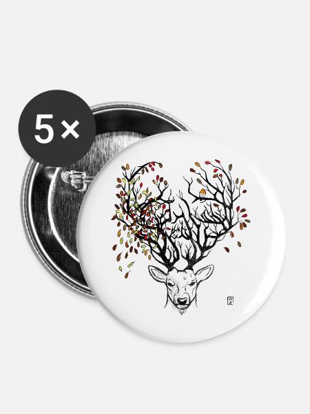 Herbst - Buttons groß 56 mm (5er Pack) - Weiß