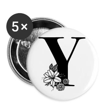 Letter Y - Buttons large 2.2''/56 mm (5-pack) - white - Front