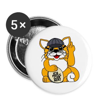 Lustiger Kater mit Sonnenbrille, Ich muss gar nix! - Buttons groß 56 mm (5er Pack) - Weiß - Vorne