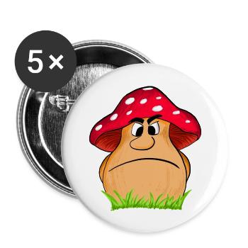 Angry Mushroom - Buttons groß 56 mm (5er Pack) - Weiß - Vorne