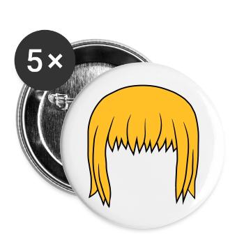 Anime Blonde Bobfrisur Bob - Buttons groß 56 mm (5er Pack) - Weiß - Vorne