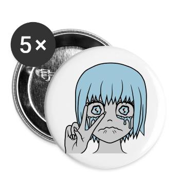Victory hand sign crying girl - Buttons large 2.2''/56 mm (5-pack) - white - Front