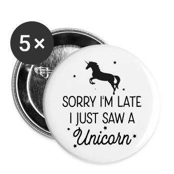 Einhorn - Buttons groß 56 mm (5er Pack) - Weiß - Vorne