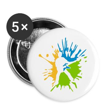 Bunte Tropfen Gitarrist Farbklecks - Buttons groß 56 mm (5er Pack) - Weiß - Vorne