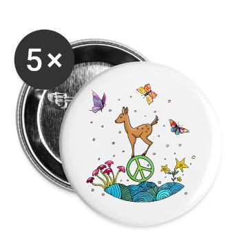 Illustration mignonne de paix fauve - Lot de 5 grands badges (56 mm) - blanc - Devant