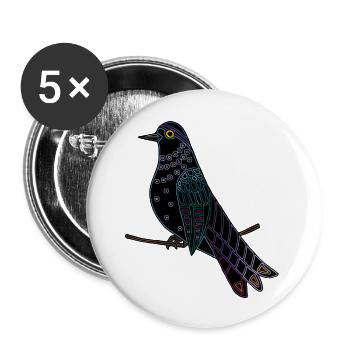 Oiseau - Lot de 5 grands badges (56 mm) - blanc - Devant