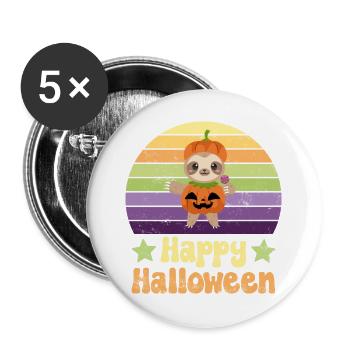 Halloween Faultier - Buttons groß 56 mm (5er Pack) - Weiß - Vorne