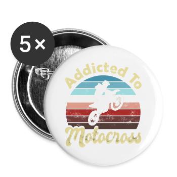 Motocross - Buttons groß 56 mm (5er Pack) - Weiß - Vorne