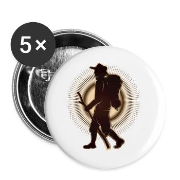 Pèlerin ou randonneur avec bâton de marche et sac à dos - Lot de 5 grands badges (56 mm) - blanc - Devant