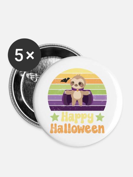 Halloween Vampir Dracula - Buttons groß 56 mm (5er Pack) - Weiß