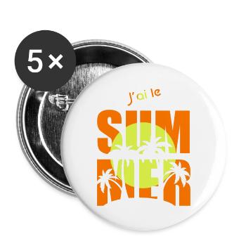 j ai le sum plage océan mer palmier summer - Lot de 5 grands badges (56 mm) - blanc - Devant