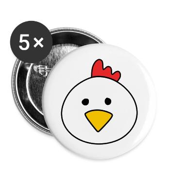 Cute chicken - Buttons groß 56 mm (5er Pack) - Weiß - Vorne