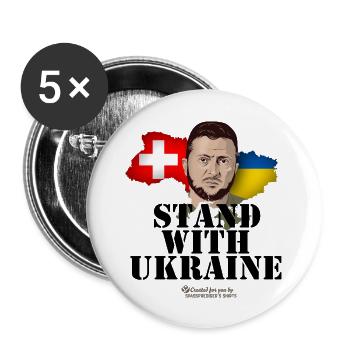 Ukraine Switzerland Supporters Design - Buttons large 2.2''/56 mm (5-pack) - white - Front