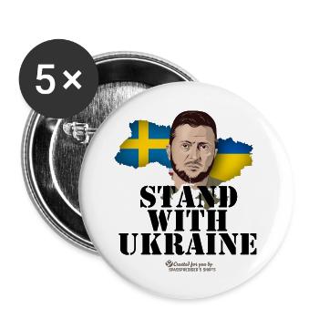 Ukraine Sweden - Buttons large 2.2''/56 mm (5-pack) - white - Front
