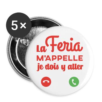 Feria alcool humour - Lot de 5 grands badges (56 mm) - blanc - Devant