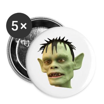 Horror Zombie vert en 3D pour Halloween - Lot de 5 grands badges (56 mm) - blanc - Devant