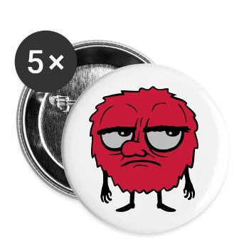 Monster Augen verdrehen Cartoon - Buttons groß 56 mm (5er Pack) - Weiß - Vorne