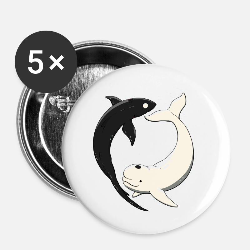 Yin & Yang - Buttons large 2.2''/56 mm (5-pack) - white