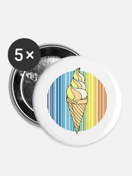 Eis - Buttons groß 56 mm (5er Pack) - Weiß