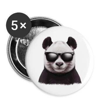 Panda avec lunettes de soleil Cadeau cool et drôle - Lot de 5 grands badges (56 mm) - blanc - Devant