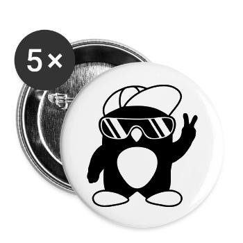 Peace Cooler Pinguin Handzeichen - Buttons groß 56 mm (5er Pack) - Weiß - Vorne