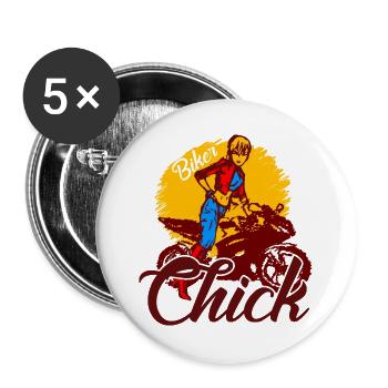 Anime Biker Biker Motorcycle Motorcyclist Chick - Buttons large 2.2''/56 mm (5-pack) - white - Front