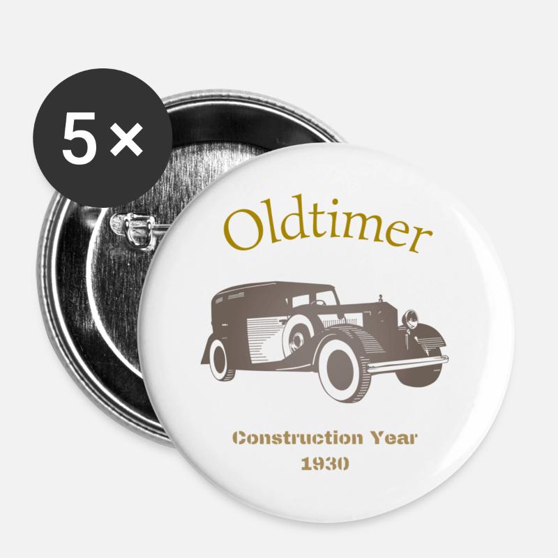 Oldtimer 1930 - Buttons large 2.2''/56 mm (5-pack) - white