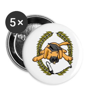Laurel Wreath Dog Examen du diplôme de maître appris - Lot de 5 grands badges (56 mm) - blanc - Devant