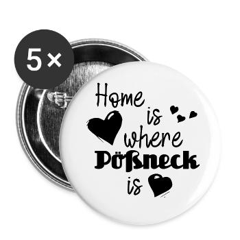 Zuhause in Pößneck - Home is where Pößneck is - Buttons groß 56 mm (5er Pack) - Weiß - Vorne