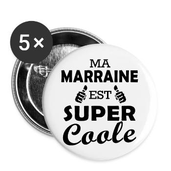 ma marraine est cool - Lot de 5 grands badges (56 mm) - blanc - Devant